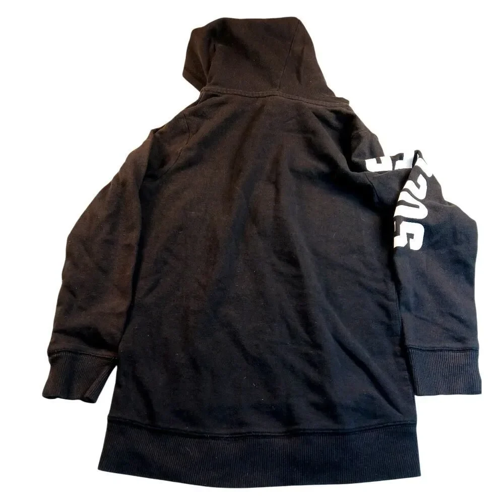 Justice Active Girls Black Soccer w/Large Soccer Emoji Zipper Hoodie - Size 8/10